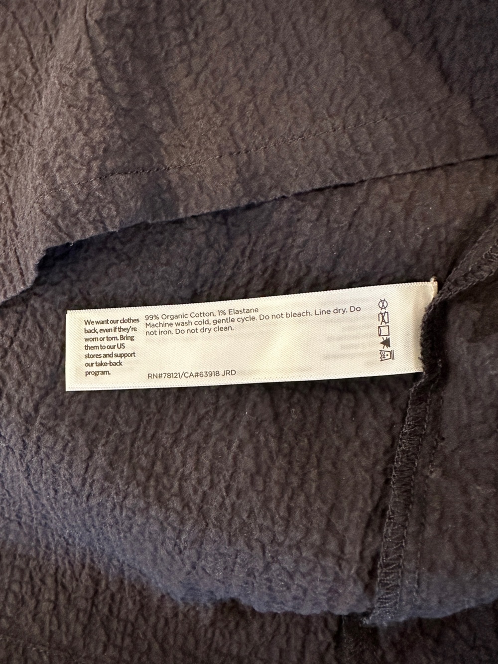 Eileen Fisher Organic Cotton Navy Textured Sleeveless Mini Shift Dress - Picture 8 of 9
